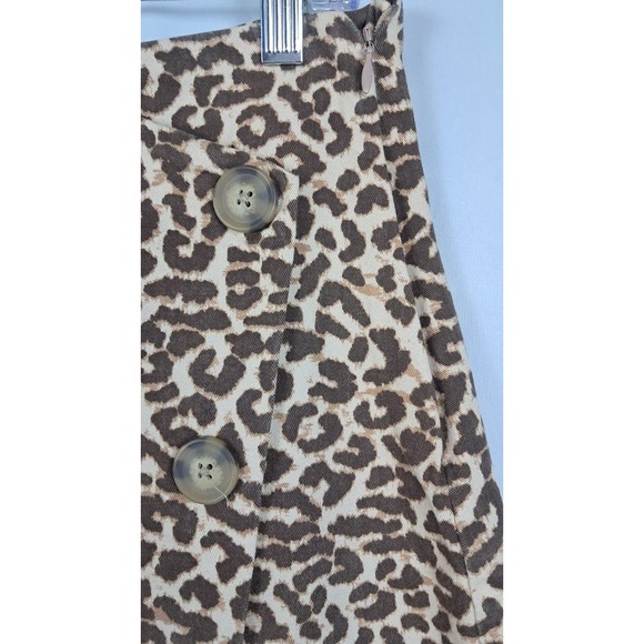 COTTON ON SP Leopard Print Mini Skirt Asymmetrical Button‎ Front Detail Side Zip - Picture 3 of 6